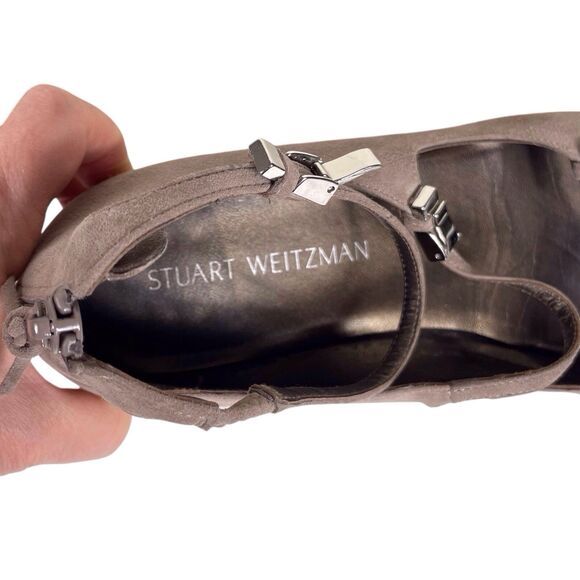 STUART WEITZMAN Flippy Suede Leather Multi-Strap Flats Size 10 Mary Jane Beige - Picture 7 of 13